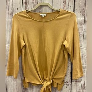 JJill cotton blend tie waist top-yellow/mustard